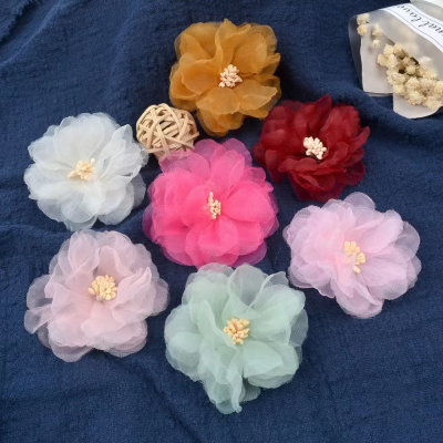  Soft Chiffon Artificial Flowers DIY Sewing For Handicraft Rose Fabric Flower For Needlework Wedding Home Decor Accessor