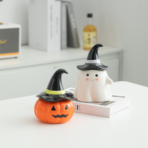 可爱万圣小南瓜陶瓷储物罐创意糖果罐个性家居饰品收纳盒女生首饰