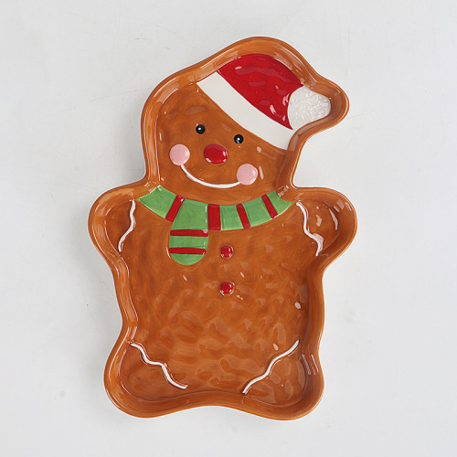 跨境热卖陶瓷圣诞餐具姜饼人盘子圣诞盘