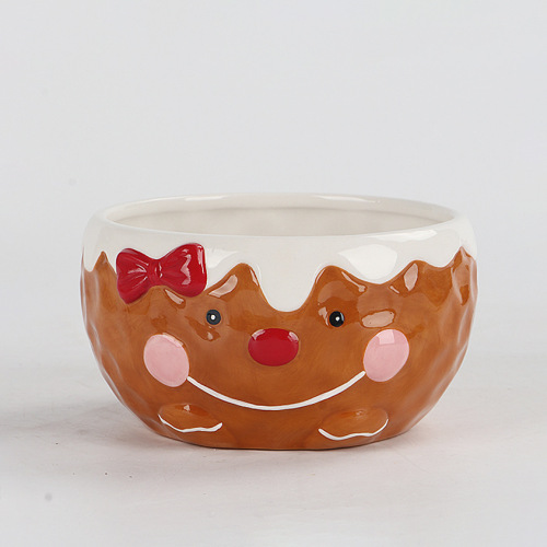 饼干人姜饼人碗陶瓷日用餐具碗外贸陶瓷圣诞老人碗南瓜碗