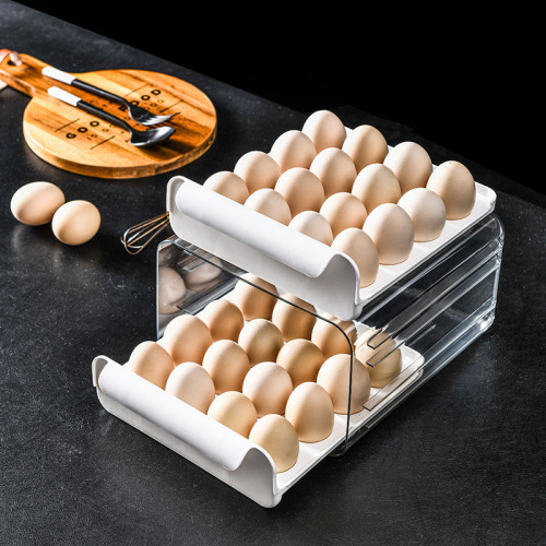 egg storage box pet transparent visual drawer 32-grid double-layer compartment refrigerator preservation storage box 0714