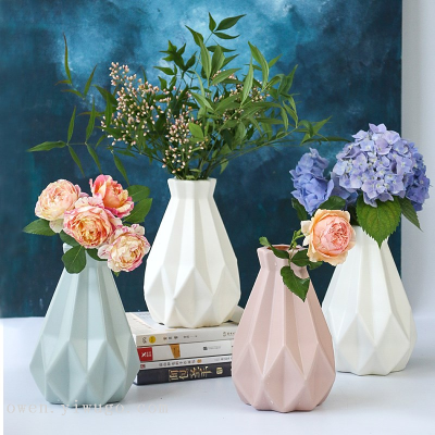 Plastic Vase European-Style Simple Vase Living Room Decoration Drop-Resistant Flowers Dried Flower Vase Plant Utensils 0755-4