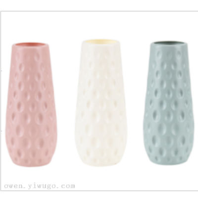 Nordic Color Vase Polka Dot Creative Vase Plastic Vase Living Room Bedroom Decoration Retro Vase 0755-4