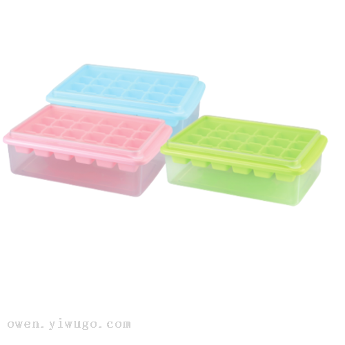 Creative with Cover Simple Home Ice Cube Mold Refrigerator Ice Box Square Ice Cube Homemade Ice Storage Box 0755-3