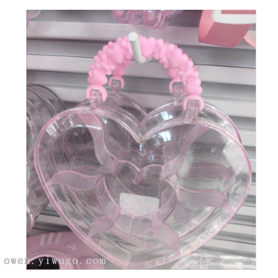Children's Diy Handmade Toy Box Butterfly Peach Heart Transparent Acrylic Storage Accessories Jewelry Box Portable Box 0772