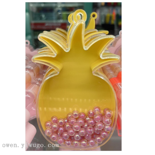 transparent ps cartoon injection pineapple box candy rubber band storage tank colored mud crystal mud packing transparent box 0772
