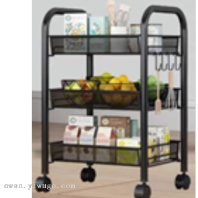 Kitchen Shelf Floor Multi-Layer Multi-Functional Household Trolley Storage Rack Vegetable Basket 0783