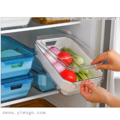 Household Transparent Refrigerator Storage Box Draining Fresh-Keeping Freezer Box Food Grade Storage Box Pet Large Capacity 0779-1