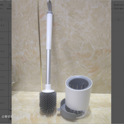 Toilet Brush Set Wall-Mounted Domestic Toilet Silicone with Base Soft Brush Stainless Steel Closestool Cleaning Brush 0588