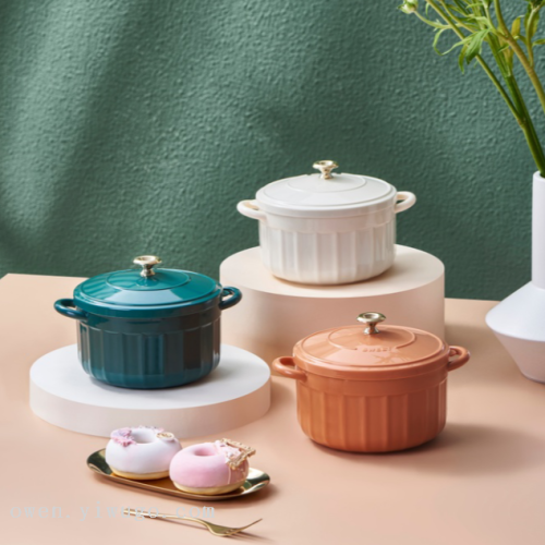 带盖不锈钢泡面碗带把手防烫保温饭盒儿童水果沙拉碗珐琅锅0652