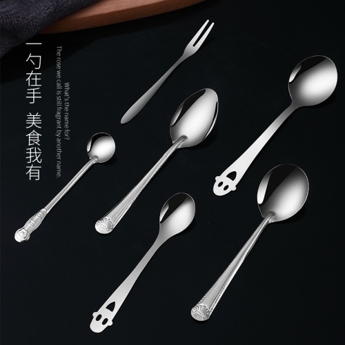 stainless steel soup spoon household kitchen colander hot pot spoon large soup shell long handle colander flat bottom round soup spoon children 0828