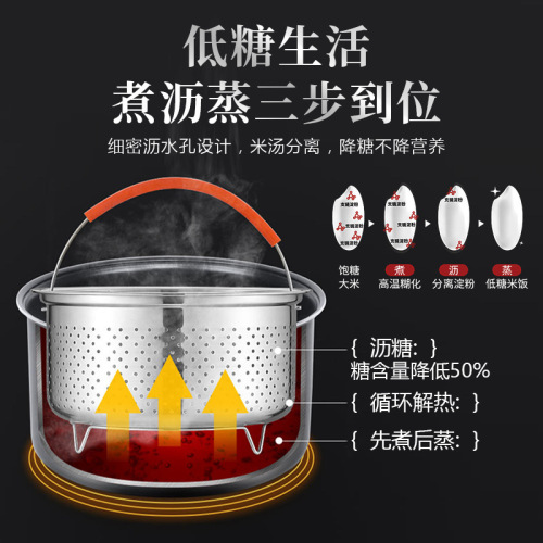 304 Stainless Steel Steamer Rice Cooking Rice Cooker Cooking Pot Rice Washing Drain Basket Steamed Buns 0828