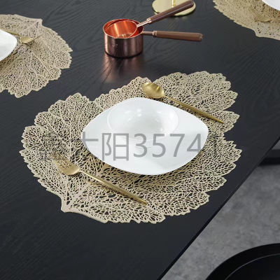 [Xinsun] Dining Mat Nordic High-Grade PVC Waterproof and Oil-Proof Western-Style Placemat American Bronzing Hollow Tray Mat