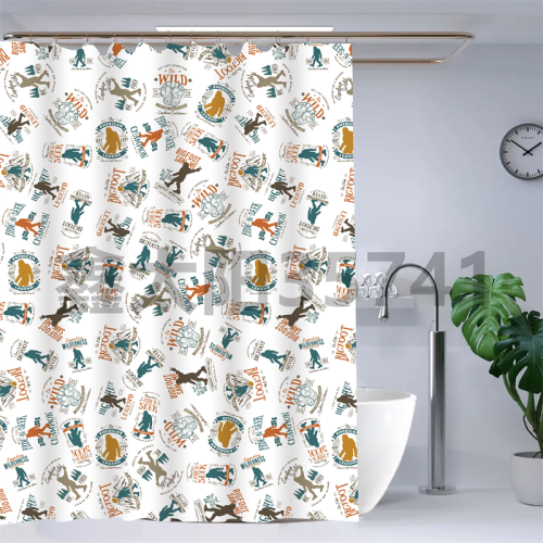 peva shower curtain punch-free waterproof and mildew-proof bathroom partition bathroom curtain printed thickening shower curtain
