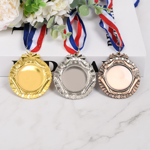 太阳花款通用比赛奖牌现货定制丝印压铸马拉松运动会金银铜牌定做