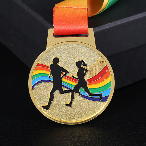 马拉松比赛荣誉奖牌制作田径跑步金属金银铜挂牌奖章批发印LOGO