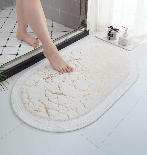 烫金小兔毛绳编地垫进门地毯浴室垫门口地垫