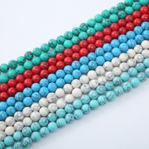 accessories artificial natural black line turquoise round beads diy handmade beaded necklace turquoise scattered beads ornament wholesale