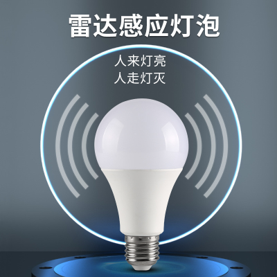 Radar Induction Bulb LED Energy-Saving Bulb E27 Screw Corridor Corridor Human Body Automatic Induction Intelligent Bulb