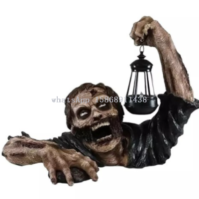 New Halloween Horror Statue Zombie Lantern Resin Craft Ornament  Slingifts    