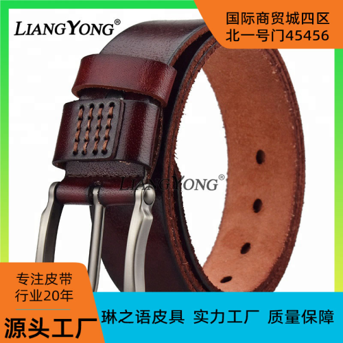 taobao hot sales belt liangyong genuine goods exquisite and comfortable sier pin bule retro style brown belt