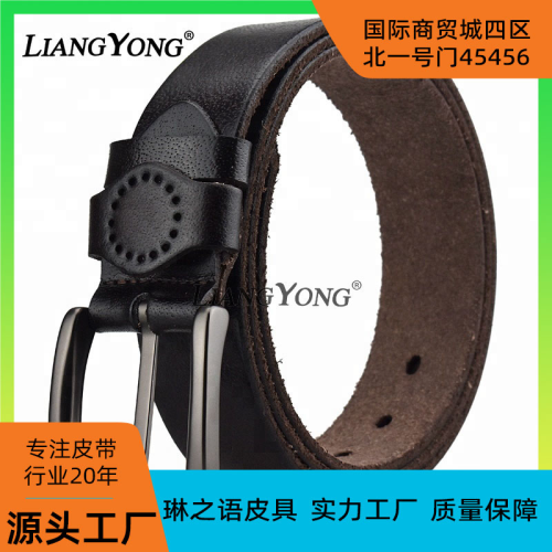 best-seller on douyin liangyong genuine goods factory direct sales men‘s leather belt sier bule gift new vintage belt