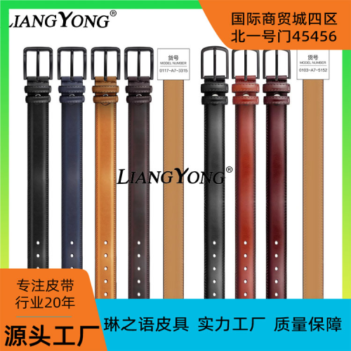 hot selling foreign trade domestic sales belt liangyong genuine goods men‘s apple belt men taste b sier pin bule belt