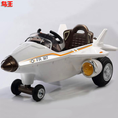 Fashion Design 4-Wheel Aircraft Children's Electric Riding with Music Power Display Children's Aircraft Electric Car