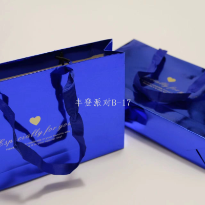 2023 New Advanced Paper Bag Sample Customized Version No Spot Red Yellow Blue Ribbon Rope White Card Printing
