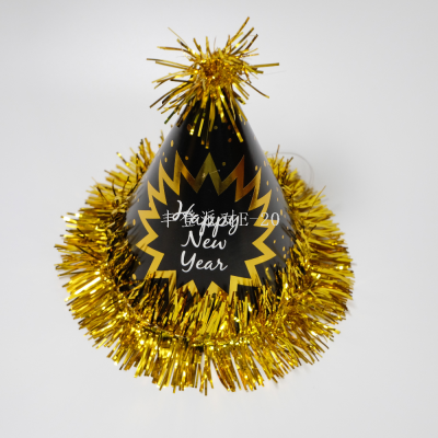 Black Gold Polygon Simple Golden Feather Happy New Year Happy Happy New Year Party Topper