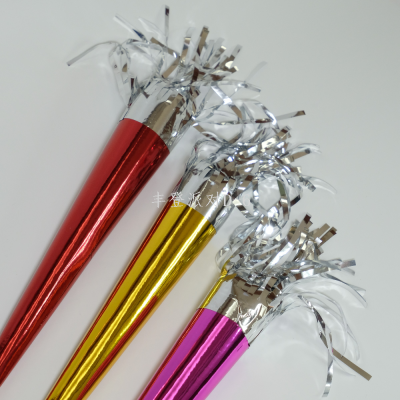 Three-Color Solid Color Hongjin Rose Red Mid-Length with Feather Whistle New Year Party Whistle Photo Props