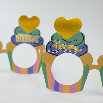 Golden Love Cupcake Cup Cake Style Happy Birthday Party Glasses Photo Props