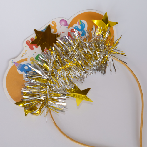 卡通风格蝴蝶结五彩气球生日快乐BITTHDAY儿童生日会头扣发箍装饰