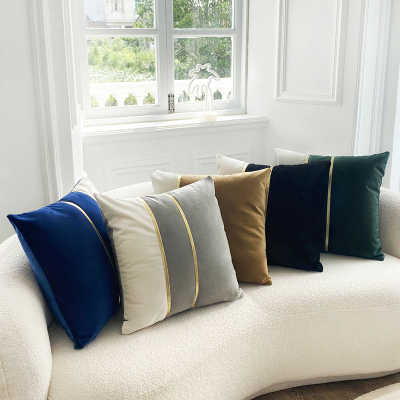 Couch Pillow Netherlands Velvet Back Cushion Home Sofa Golden Stitching Pillow Cross-Border Hot Amazon Pillow Ins