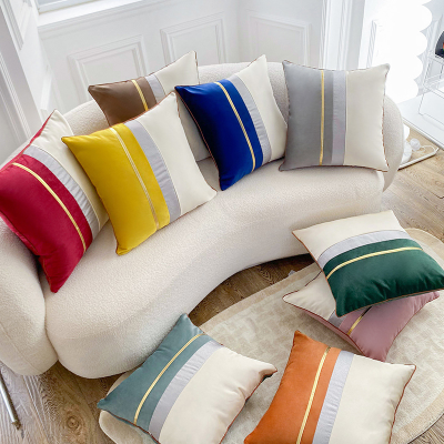 Cross-Border Ins Nordic Cushion Home Square Cushion Sofa Cushion Rectangular Back Cushion Satin Pillow Cover