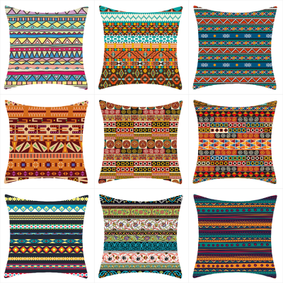 Cross-Border Indian Ethnic Persian Geometric Texture Printed Linen Pillow Cover Southeast Asian Restaurant Sofa Pillow Cases Pillow Cover