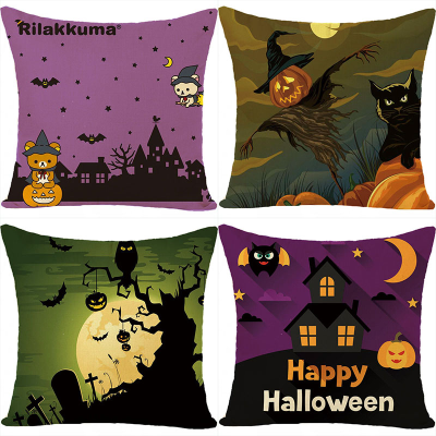 Halloween Pillow Cover Cartoon Cushion Company Logo Waist Pillow Sofa Cushion HD Digital Printing Linen Wholesale