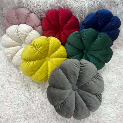 新款圆形荷兰绒花瓣抱枕坐垫 ins飘窗阳台靠枕卧室沙发装饰靠垫