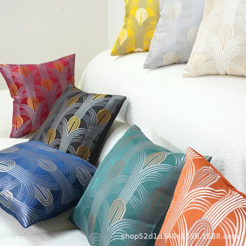 轻奢抱枕 弧形图案 客厅沙发靠垫套腰枕套 高精密提花 新中式抱枕