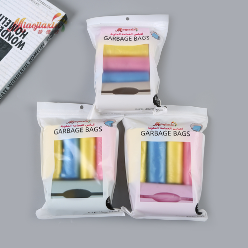 家用多彩配色混装平口点断式垃圾袋 配壁挂式收纳盒 厂家现货直销