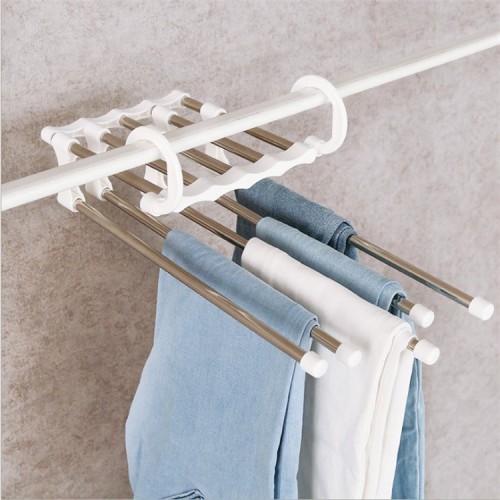 cross-border hot selling household folding multi-functional multi-layer pants rack household magical stainless steel washing and protecting clothes drying