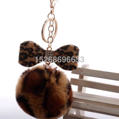 bowknot fur ball keychain pendants purse accessories