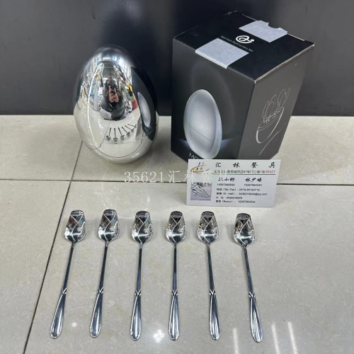 [huilin] small size mood egg stainless steel western tableware package 410 love rose coffee spoon 6pc pack