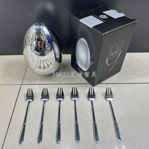 [huilin] cross-border color box small size mood egg stainless steel tableware set 410 love rose fork 6pc pack