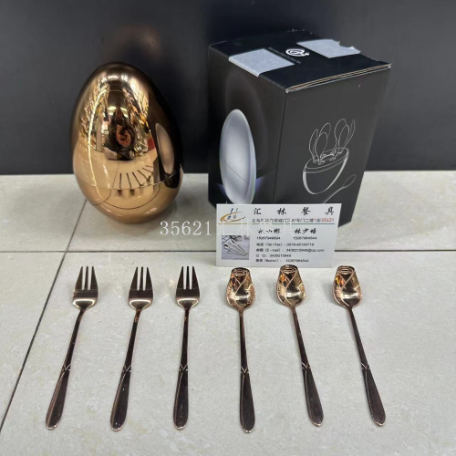 amazon color box small mood egg stainless steel tableware set 410 rose gold love rose fork spoon 6pc pack