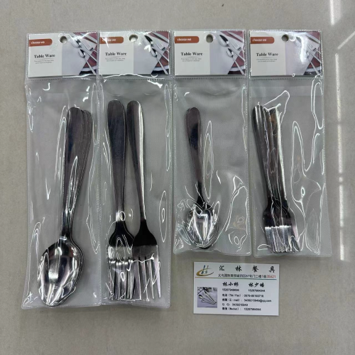middle east africa hot sale low-grade stainless steel tableware thin light plate round head big fork spoon tea spoon tea fork 6pc pack
