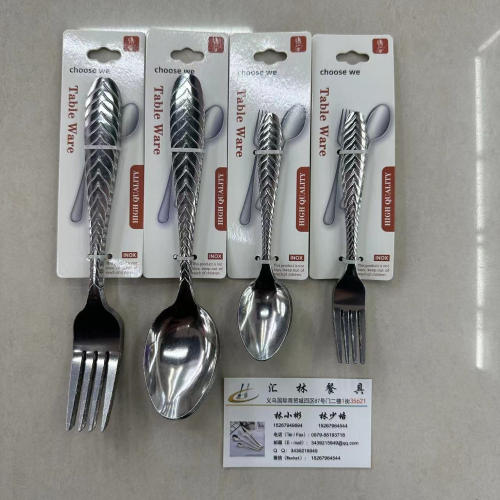 middle east africa hot sale stainless steel tableware thin round head a002 big fork spoon tea spoon tea fork tie card 6pc pack