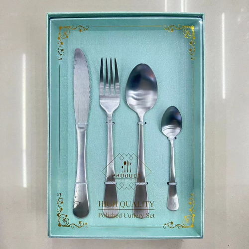 cross-border hot selling stainless steel tableware high-end set ka ya matte 1010 knife， fork and spoon gift box 16-piece set