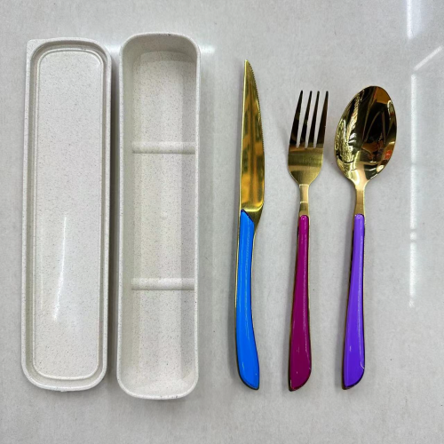 foreign trade hot selling stainless steel tableware portable suit 3-piece set western food steak knife meal knife， fork and spoon hotel supermarket
