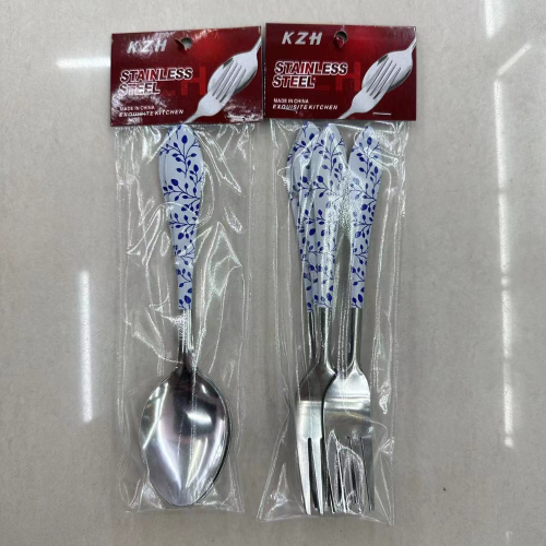 foreign trade hot selling stainless steel tableware low-grade thin 20g printing knife， fork and spoon tea spoon 12pc order card wholesale exclusive